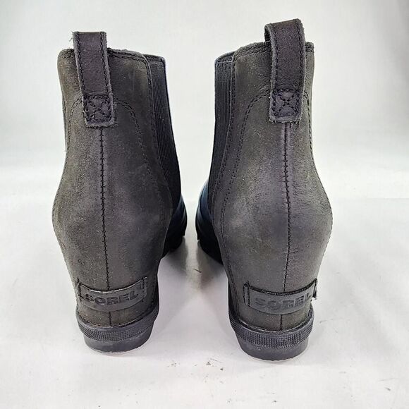 Sorel Joan of Arctic Wedge Chelsea Boots US 8.5 Blue Leather Ankle Booties Boot - Picture 5 of 12